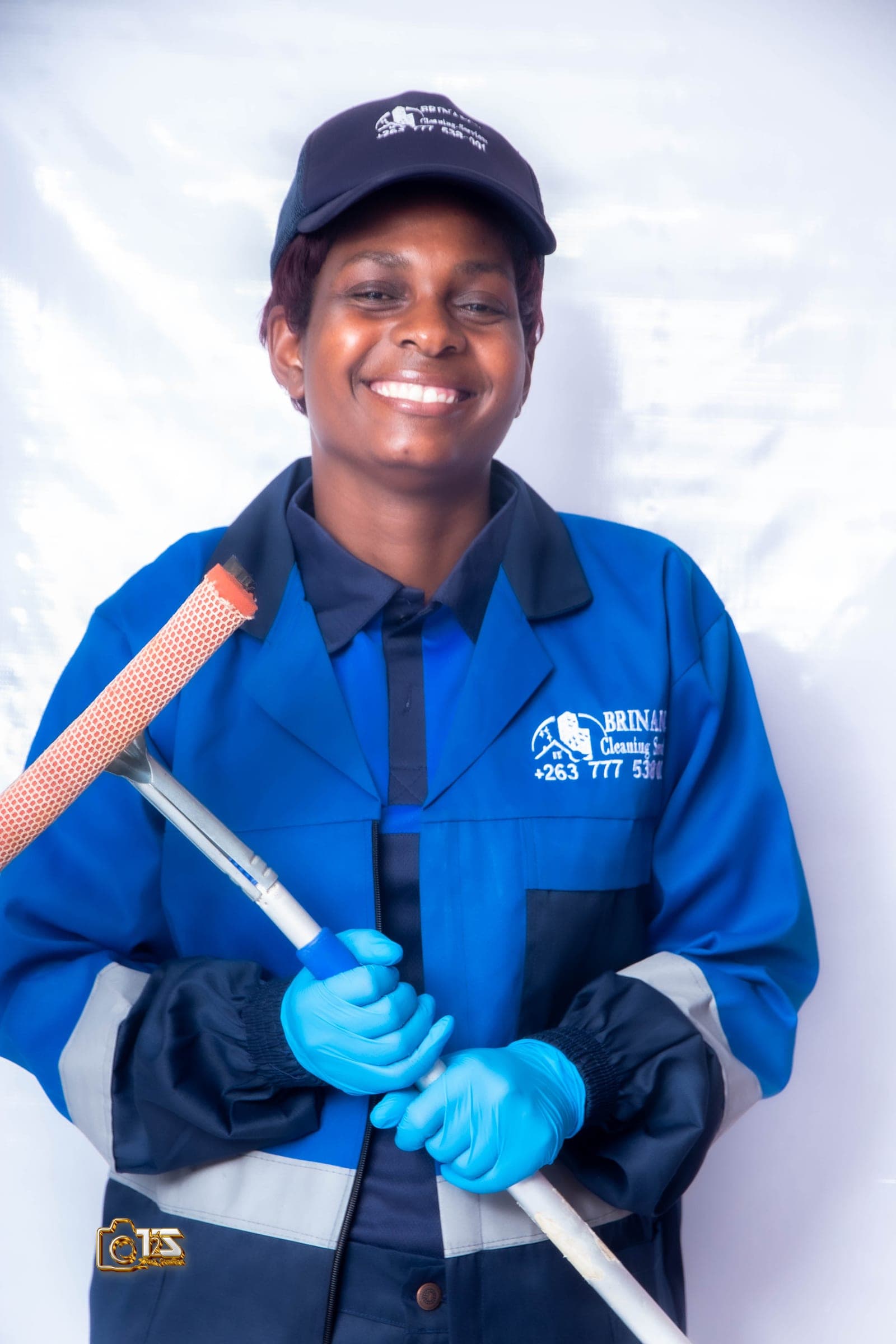 Brinancy cleaner in branded uniform
